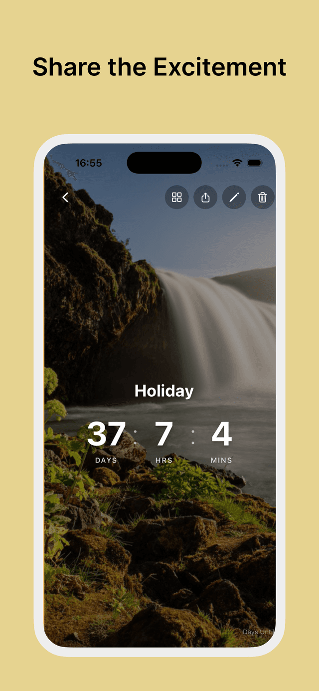 Share the Excitement - Countdown detail view